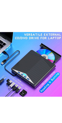 درایو دی وی دی و رایتر DVD اکسترنال قابل حمل ، سرعت خواندن DVD ۸x، CD ۲۴x، USB 3.0 نوع C