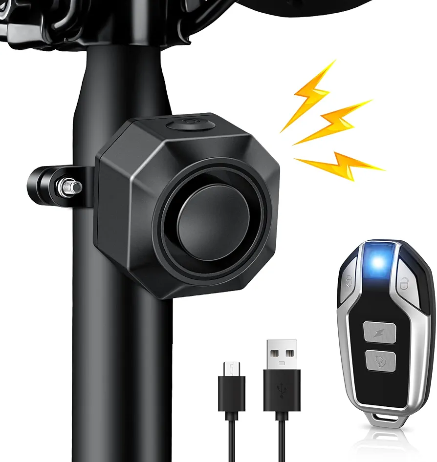 دزدگیر دوچرخه آنویان با سنسور حرکت و کنترل از راه دور، دزدگیر ضد سرقت USB-C قابل شارژ بی‌سیم برای دوچرخه، موتورسیکلت، اسکوتر، لوازم جانبی حساس تشخیص حرکت
