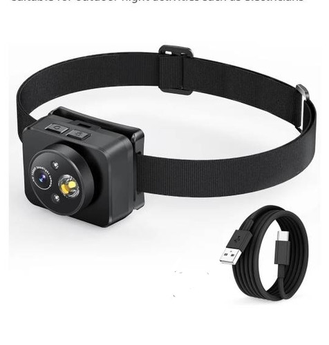 دوربین و چراغ پیشانی LED، دوربین اکشن ۱۰۸۰P HD، ضبط ویدیوی قابل حمل، مناسب برای فعالیتهای شبانه در فضای باز مانند برقکاری و دوچرخه سواری و غیره