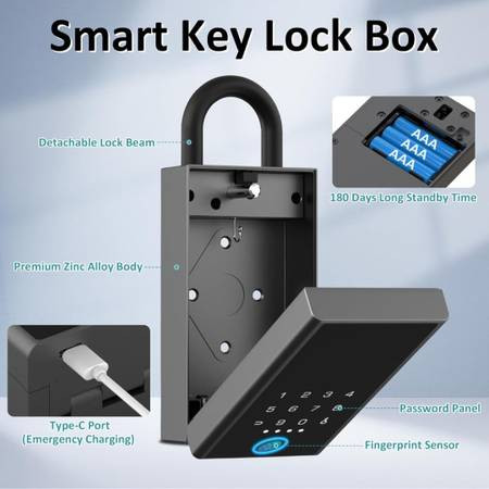 جعبه قفل هوشمندبرندeSmartLock، جعبه قفل کلیدی قابلیت باز کردن با برنامه کد، اثر انگشت ، بلوتوث