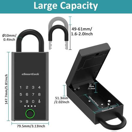 جعبه قفل هوشمندبرندeSmartLock، جعبه قفل کلیدی قابلیت باز کردن با برنامه کد، اثر انگشت ، بلوتوث