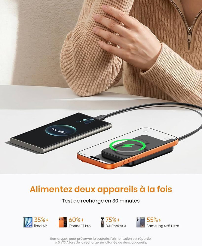 پاوربانک بیسیم مغناطیسی C19 pw، پاوربانک با ورودی و خروجی USB C با شارژ سریع 20 وات، شارژر القایی قابل حمل سازگار با سری آیفونهای 17/16/15/14/13/12