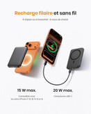 پاوربانک بیسیم مغناطیسی C19 pw، پاوربانک با ورودی و خروجی USB C با شارژ سریع 20 وات، شارژر القایی قابل حمل سازگار با سری آیفونهای 17/16/15/14/13/12