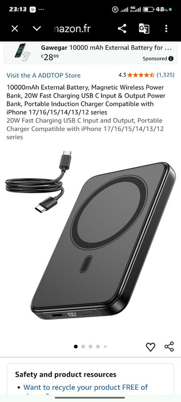 پاوربانک بیسیم مغناطیسی C19 pw، پاوربانک با ورودی و خروجی USB C با شارژ سریع 20 وات، شارژر القایی قابل حمل سازگار با سری آیفونهای 17/16/15/14/13/12