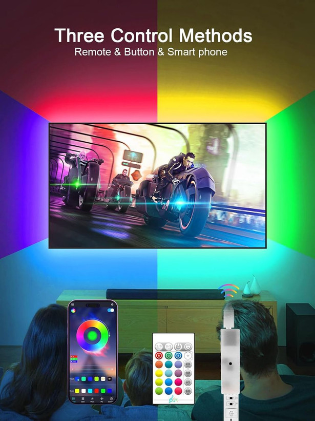 نوار LED دور تلویزیون مدل کانتوتو SSG-104: نورپردازی هوشمند RGB با همگامسازی موسیقی و کنترل برنامه