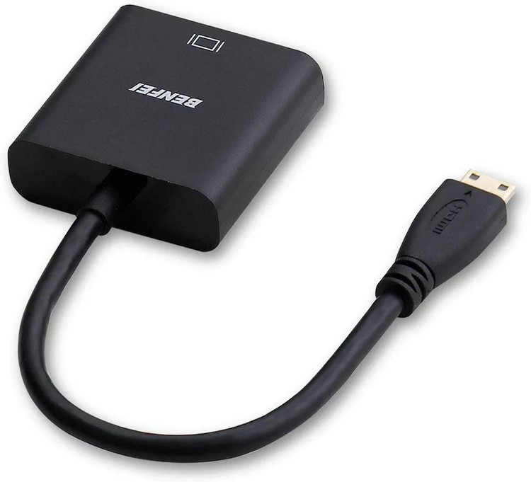 آداپتور مینی HDMI به VGA بنفی، سازگار با اولترابوکها، نوتبوکها، تبلتها، دوربینهای عکاسی و فیلمبردداری- مشکی