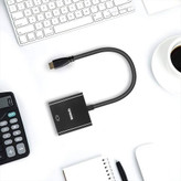 آداپتور مینی HDMI به VGA بنفی، سازگار با اولترابوکها، نوتبوکها، تبلتها، دوربینهای عکاسی و فیلمبردداری- مشکی
