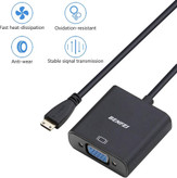 آداپتور مینی HDMI به VGA بنفی، سازگار با اولترابوکها، نوتبوکها، تبلتها، دوربینهای عکاسی و فیلمبردداری- مشکی