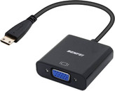 آداپتور مینی HDMI به VGA بنفی، سازگار با اولترابوکها، نوتبوکها، تبلتها، دوربینهای عکاسی و فیلمبردداری- مشکی