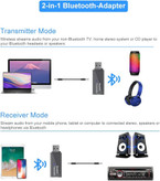 آداپتور بلوتوث USB TX11S، گیرنده و فرستنده، دانگل USB 5.0، آداپتور موسیقی بیسیم 2 در 1 با RCA و AUX 3.5 میلیمتری برای تلویزیون، کامپیوتر، ماشین، هدفون، تبلت، سیستم استریو خانگی، مشکی