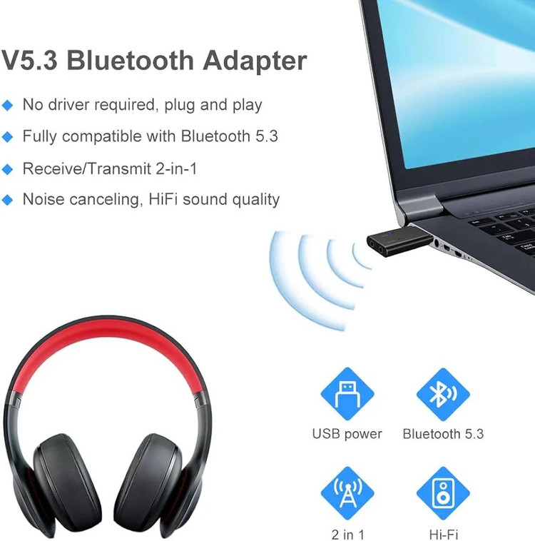 آداپتور بلوتوث USB TX11S، گیرنده و فرستنده، دانگل USB 5.0، آداپتور موسیقی بیسیم 2 در 1 با RCA و AUX 3.5 میلیمتری برای تلویزیون، کامپیوتر، ماشین، هدفون، تبلت، سیستم استریو خانگی، مشکی