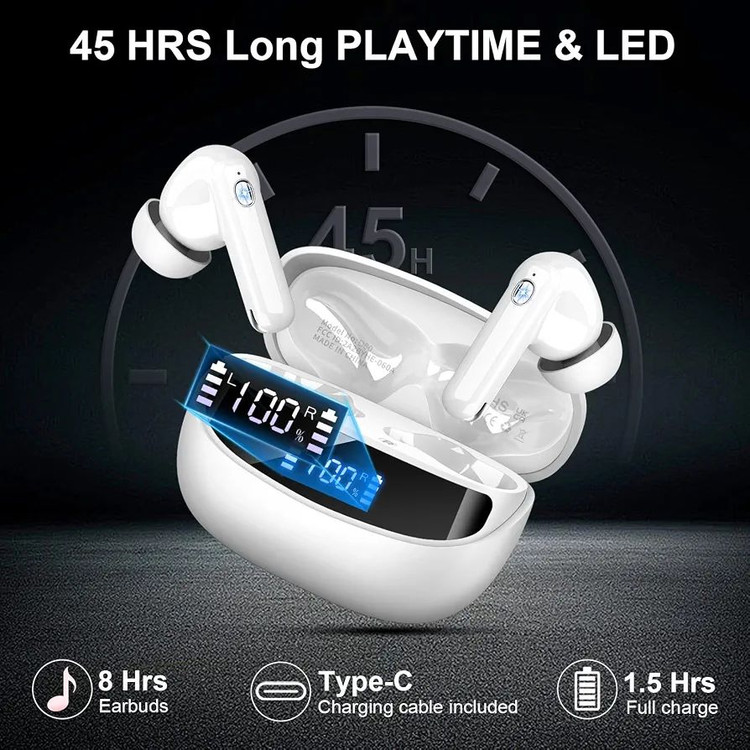 ایرپاد بلوتوثی Nerunsa مدل D60 pro رنگ سفید( بسیار باکیفیت)