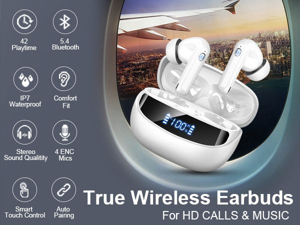 ایرپاد بلوتوثی Nerunsa مدل D60 pro رنگ سفید( بسیار باکیفیت)