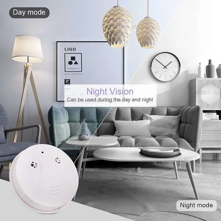دوربین بیسیم مخفی طرح آشکارساز دود وایفای HD 1080P با تشخیص حرکت